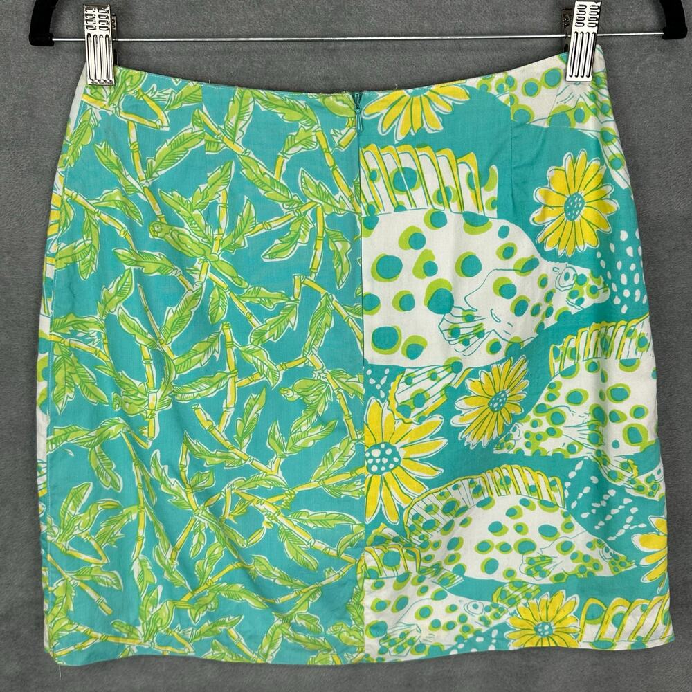 Vintage Lilly Pulitzer Skirt Womens 6 Green Floral Fish Tropical Beachy Bright - Picture 4 of 10
